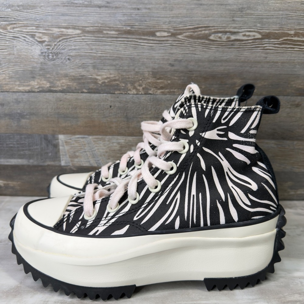 Converse Run Star Hike Women Size 5.5 Sneakers Zebra Print Platform Black White - Picture 2 of 12